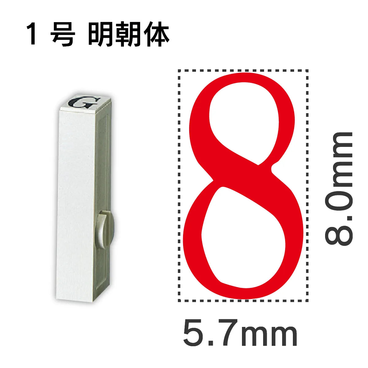 エンドレススタンプ 単品数字 明朝体 １号[8]