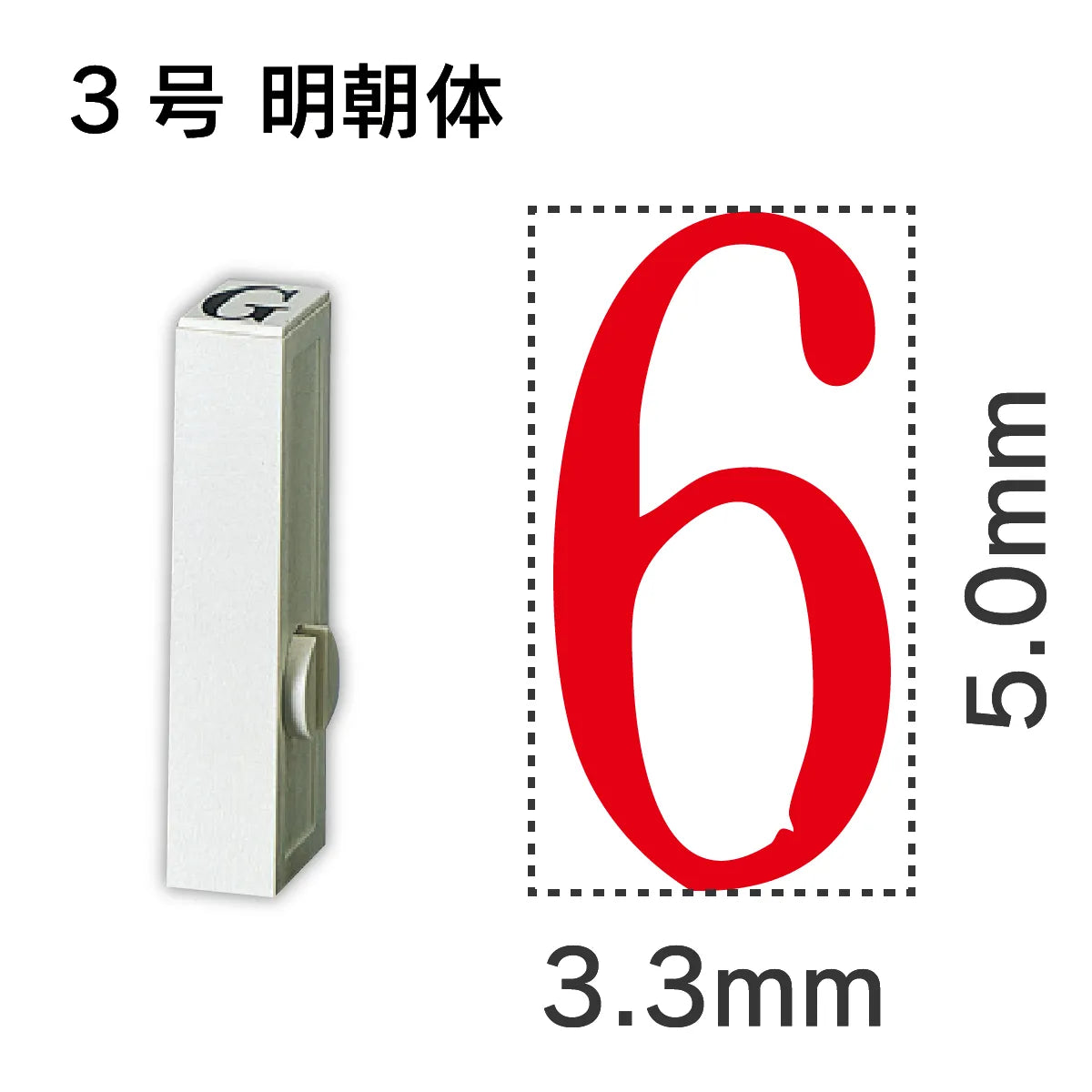 エンドレススタンプ 単品数字 明朝体 ３号[6]