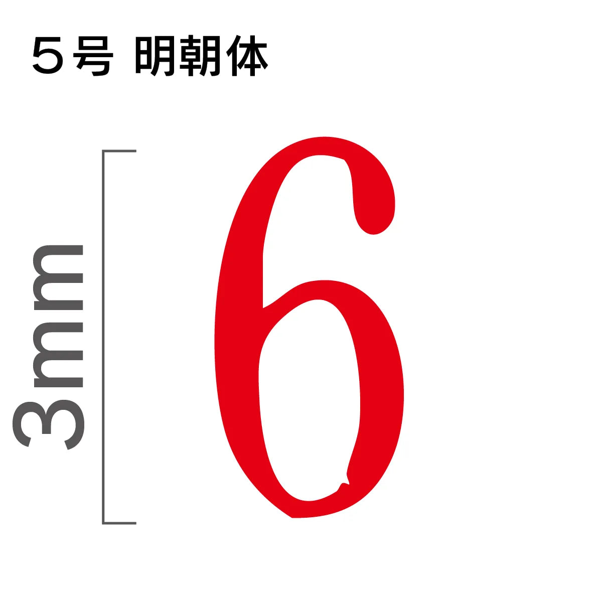 エンドレススタンプ 単品数字 明朝体 ５号[6]