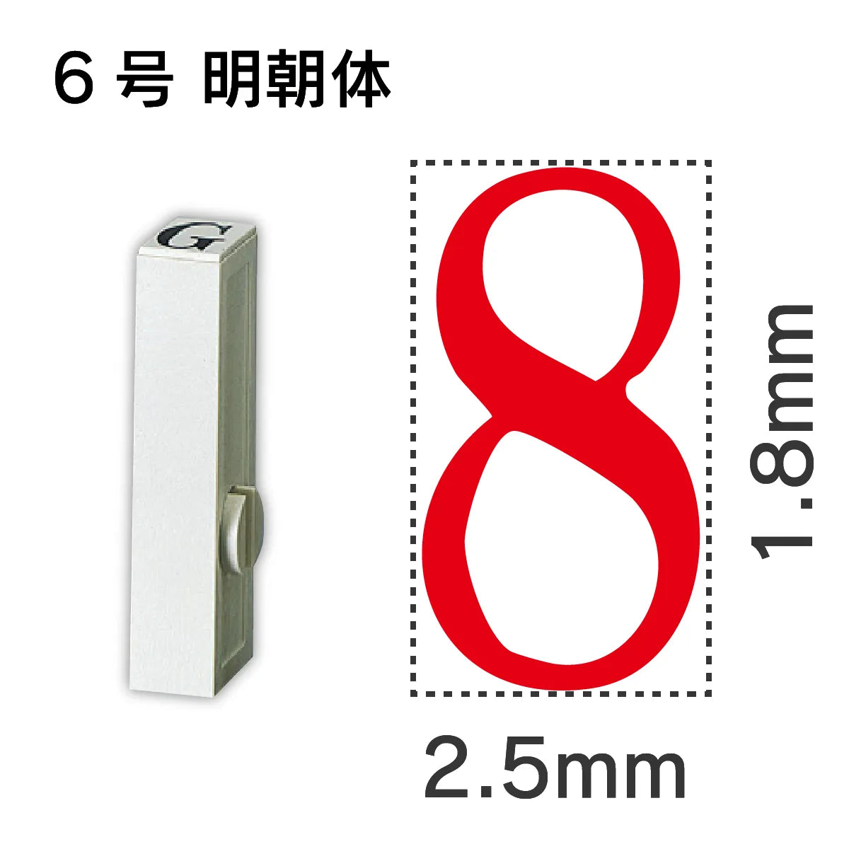 エンドレススタンプ 単品数字 明朝体 ６号[8]