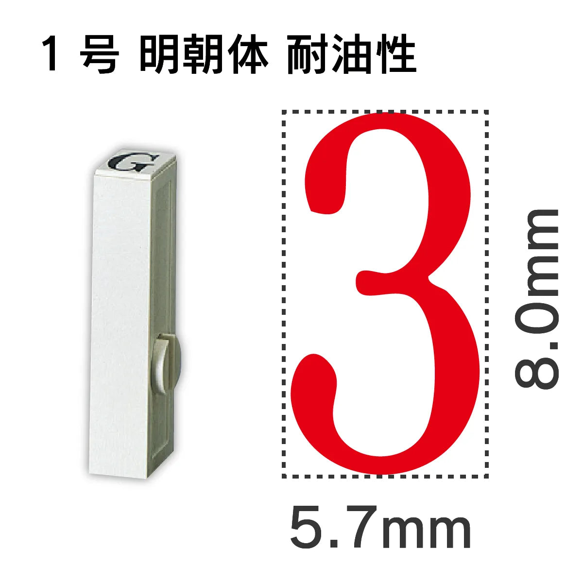 エンドレススタンプ 単品数字 明朝体 １号[3] 耐油性