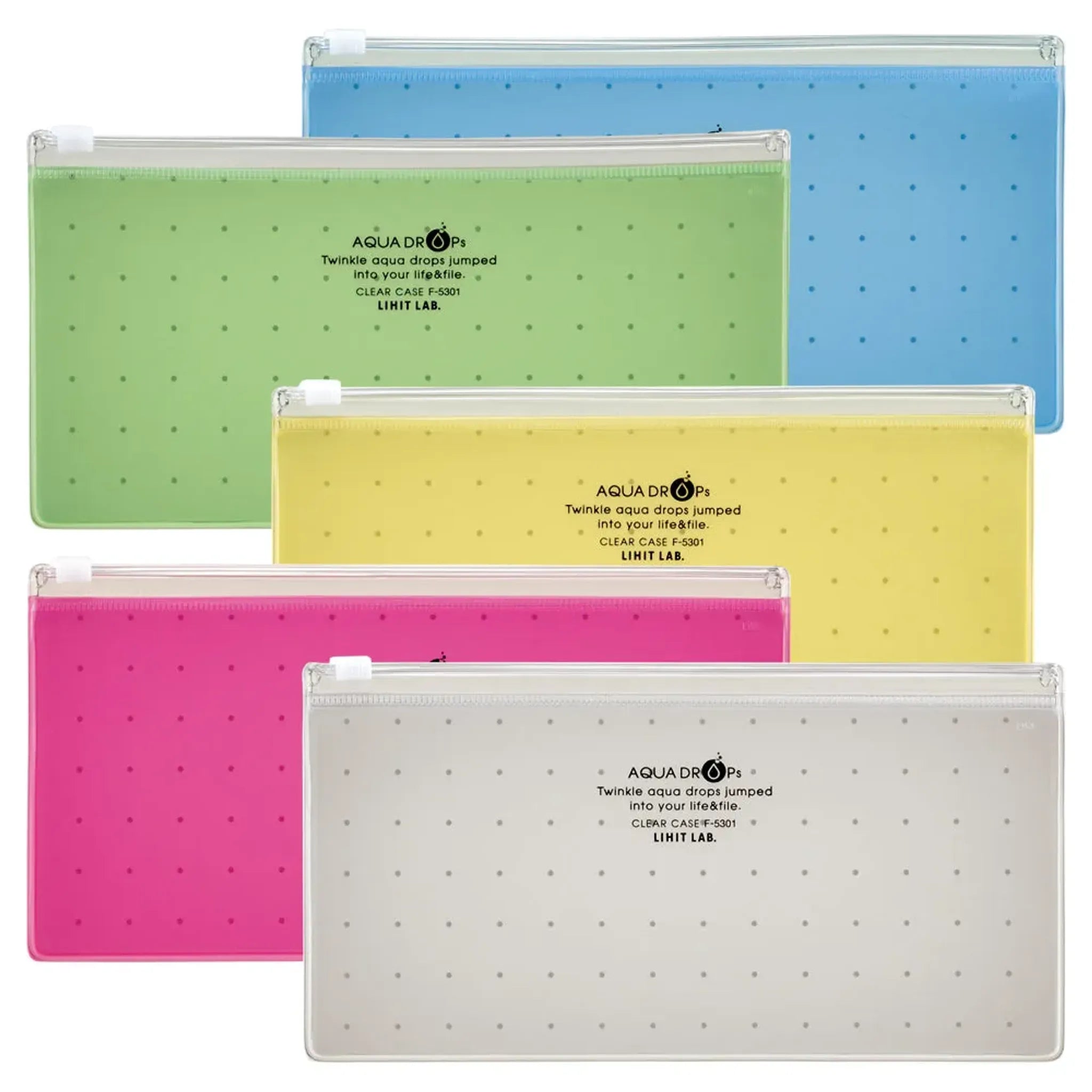 【5個セット】AQUA DROPs クリヤーケース　ＰＥＮ（通帳）サイズ(青) F5301-8 画像02