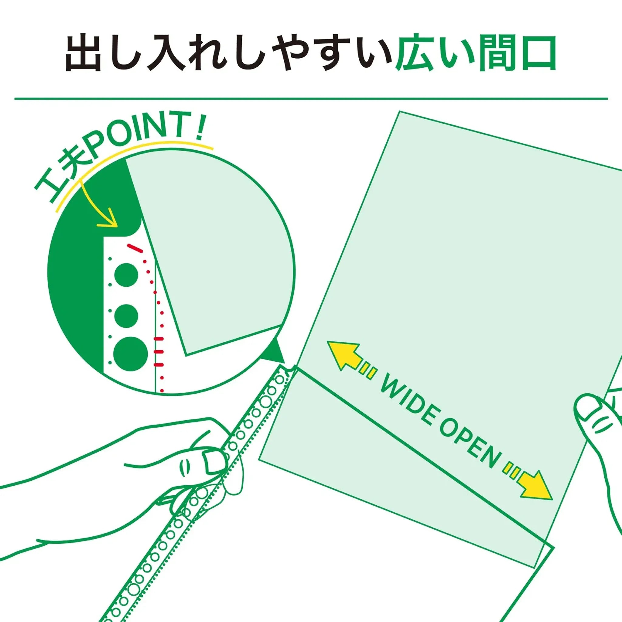 【10個セット】リクエスト 広い間口で出し入れしやすいクリヤーポケット　Ａ４・３０穴（生地厚０．０６ｍｍ）　中厚口・２０枚パック G49230 画像04
