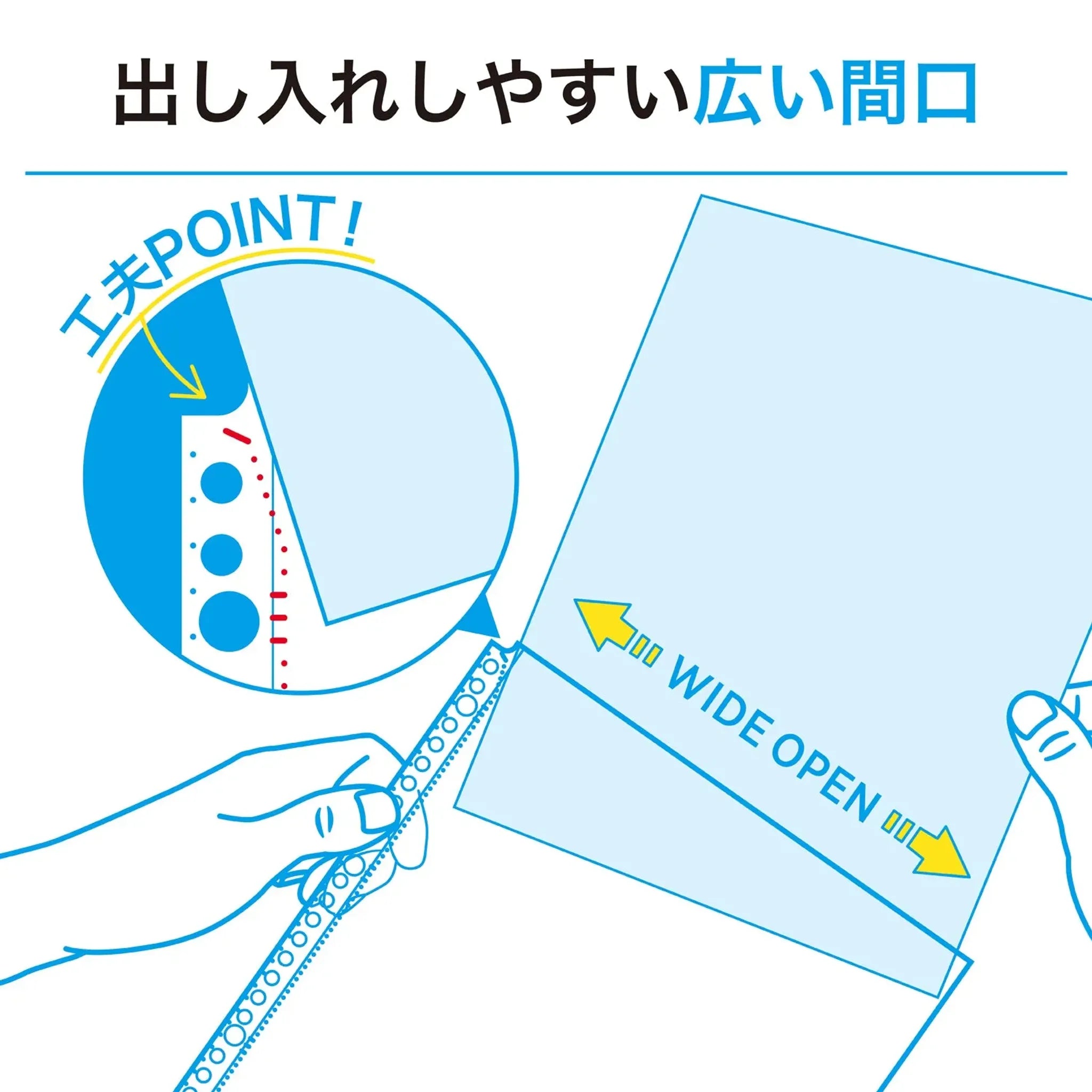 【10個セット】リクエスト 広い間口で出し入れしやすいクリヤーポケット　Ａ４・３０穴（生地厚０．０６ｍｍ）　中厚口・５０枚パック G49240 画像04