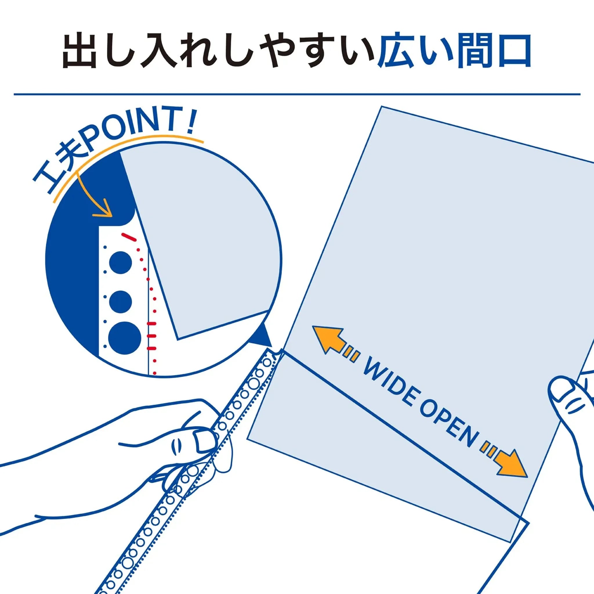リクエスト 広い間口で出し入れしやすいクリヤーポケット　Ａ４・３０穴（生地厚０．１５ｍｍ）　超厚口・２０枚パック G49310 画像03