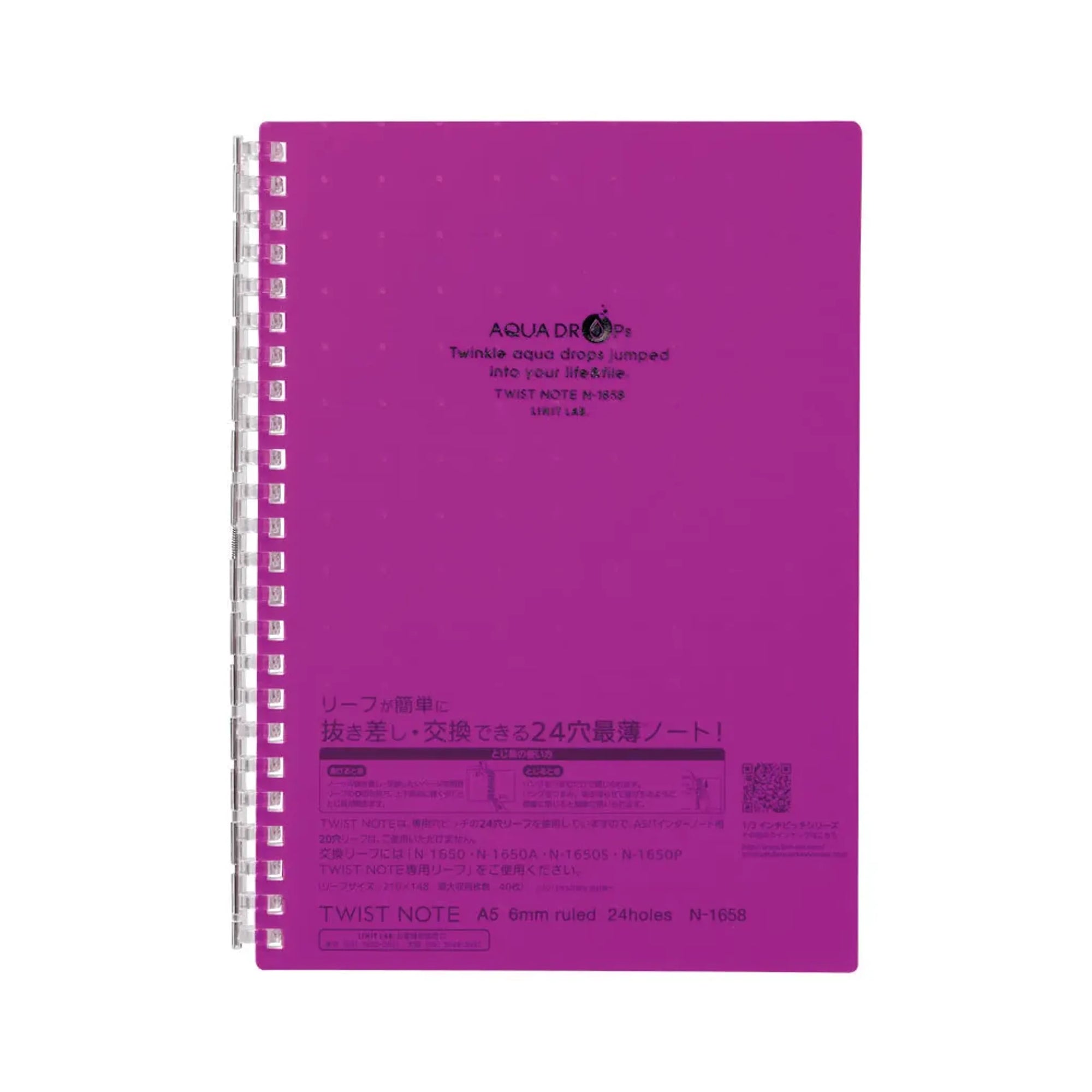 AQUA DROPs ツイストノート　Ａ５　リーフ３０枚(藤) N1658-10 画像01