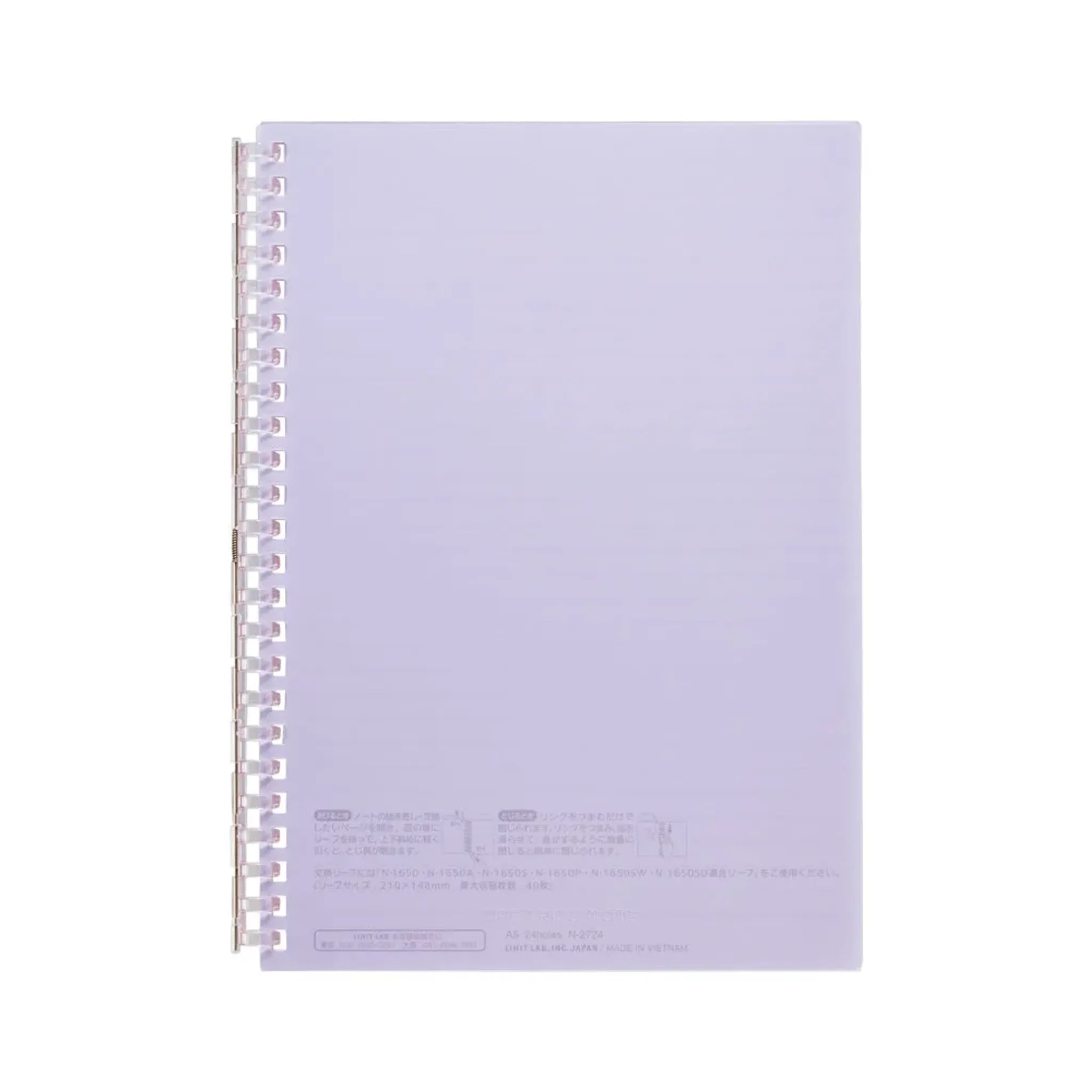 オープンリングノート　Ａ５　リーフ３０枚(パープル) N2724-10 画像01