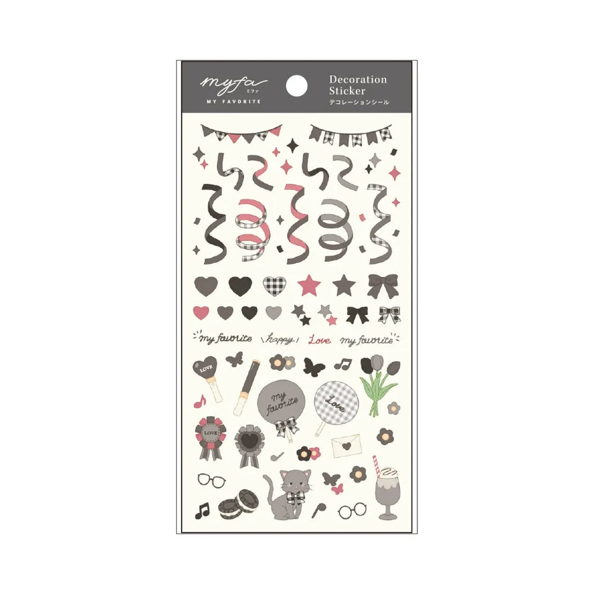【5個セット】ｍｙｆａ　デコレーションシール(チャコールブラック) Y3000-24 画像01