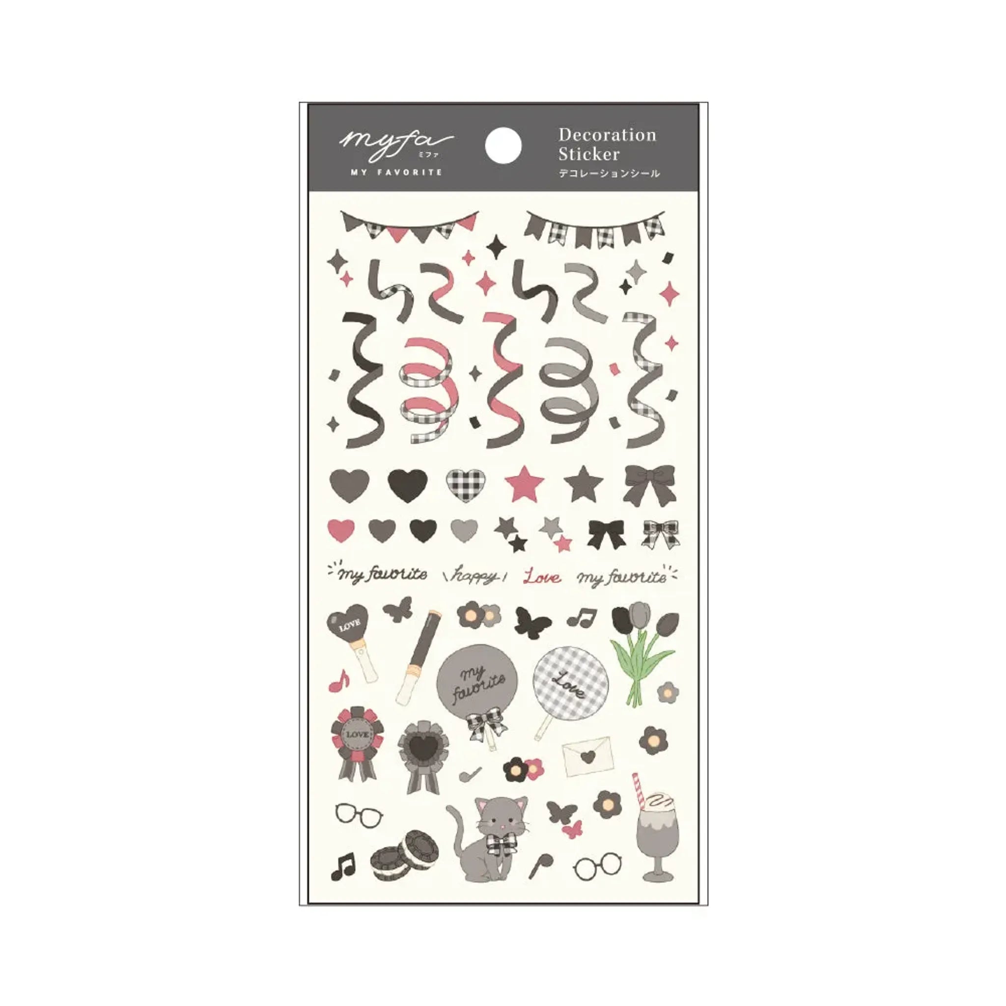 【5個セット】ｍｙｆａ　デコレーションシール(チャコールブラック) Y3000-24 画像01