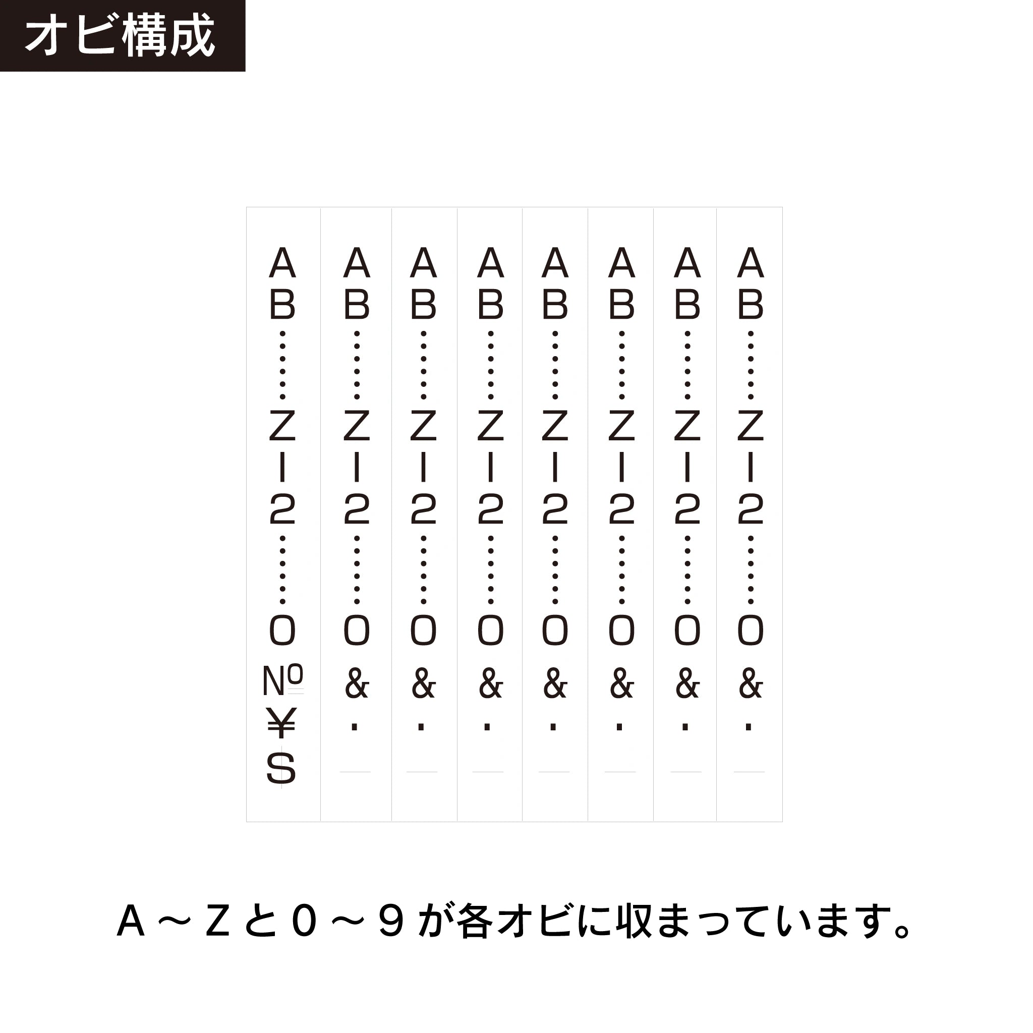 テクノタッチ回転印 英欧文8連(4号) ゴシック体 帯構成