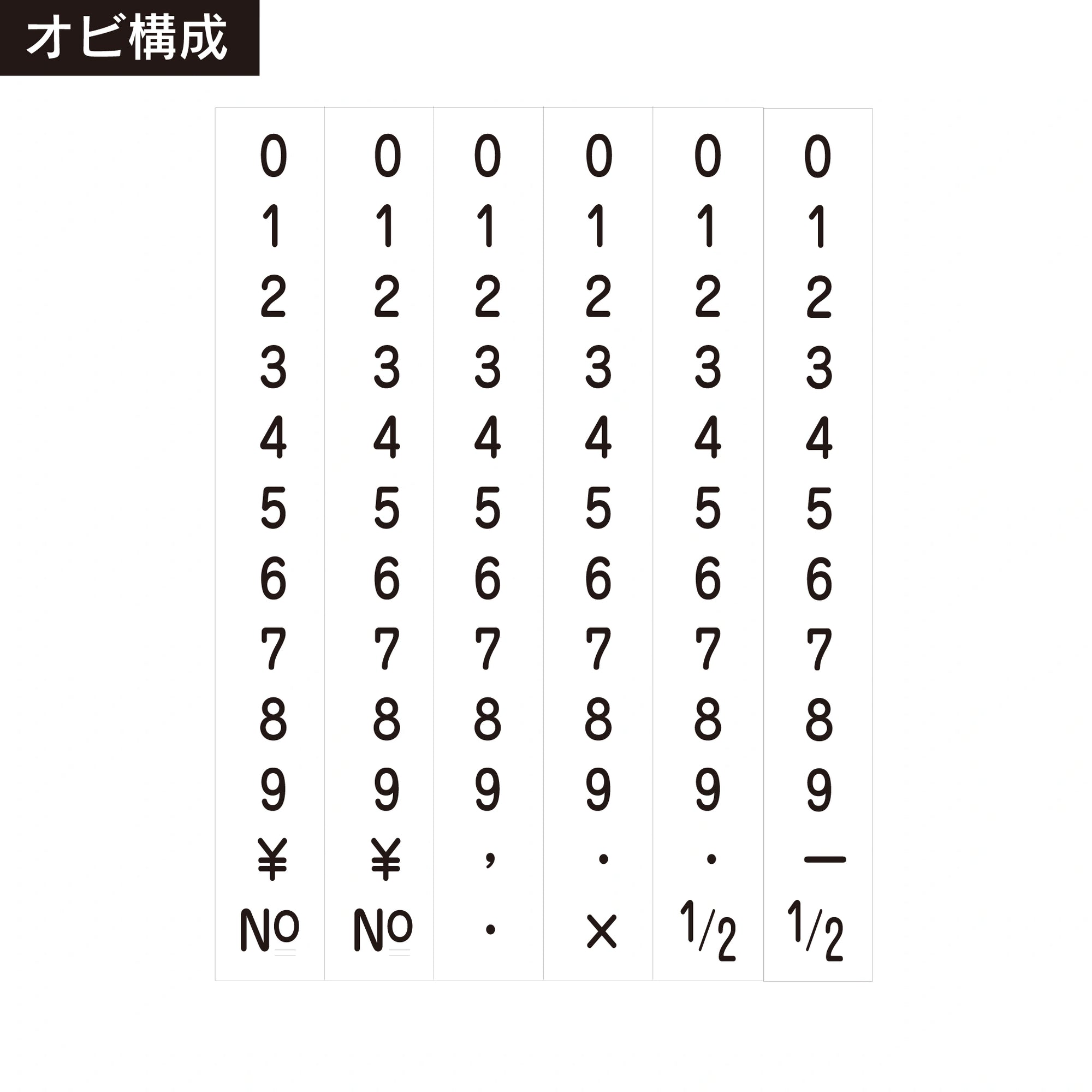 テクノタッチ回転印 欧文6連(2号) ゴシック体 帯構成