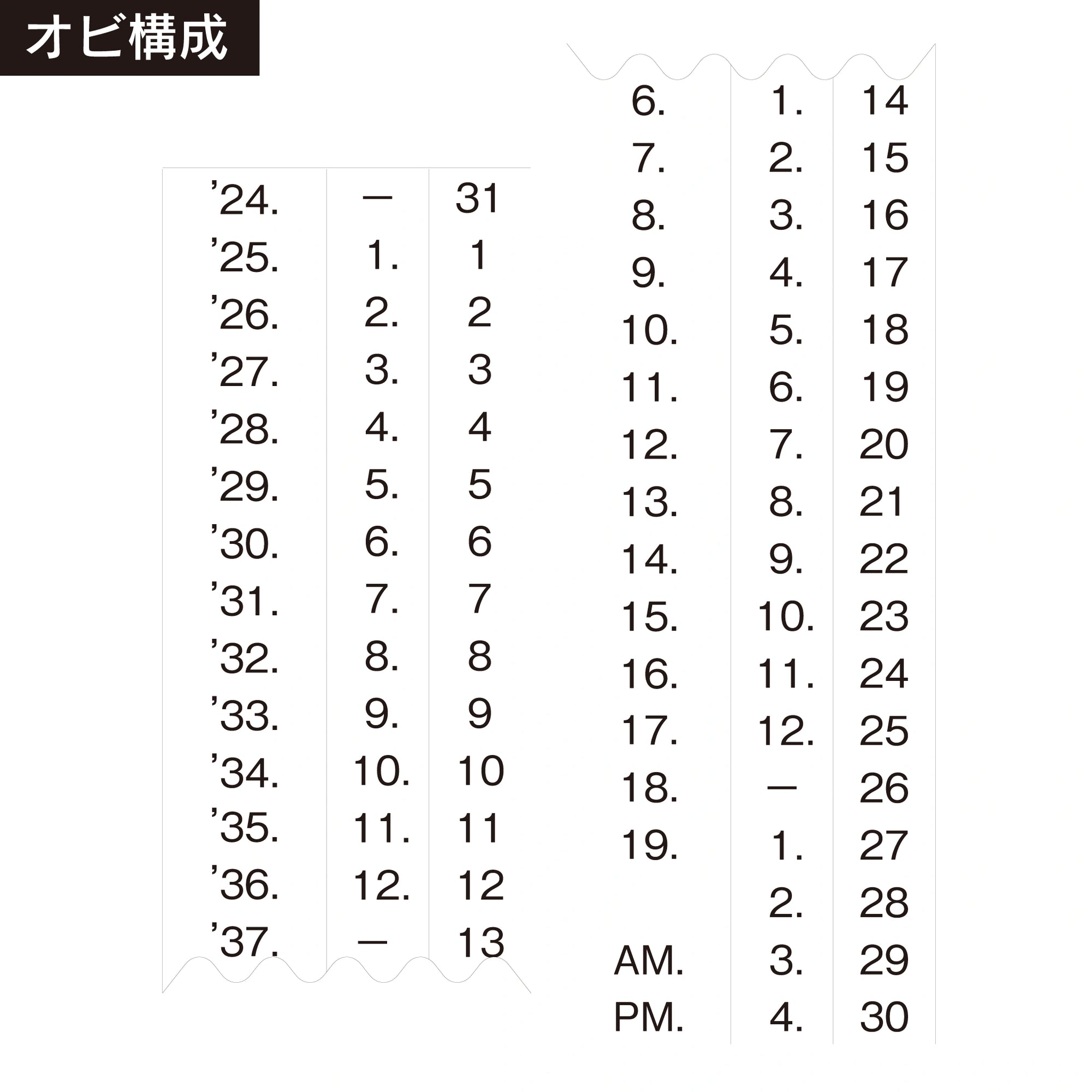 テクノタッチ回転印 欧文日付(6号) ゴシック体 帯構成