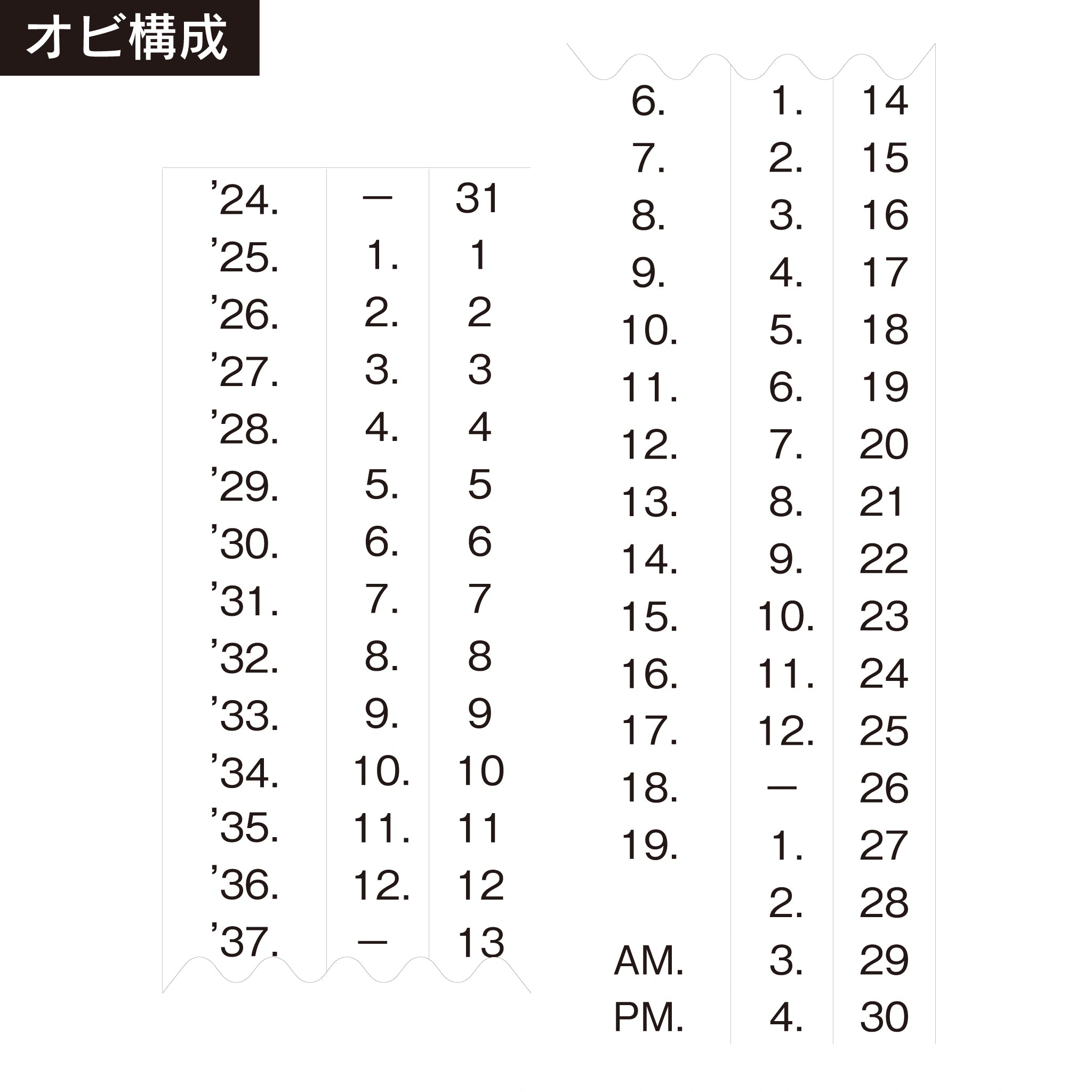 テクノタッチ回転印 欧文日付(6号) ゴシック体 帯構成