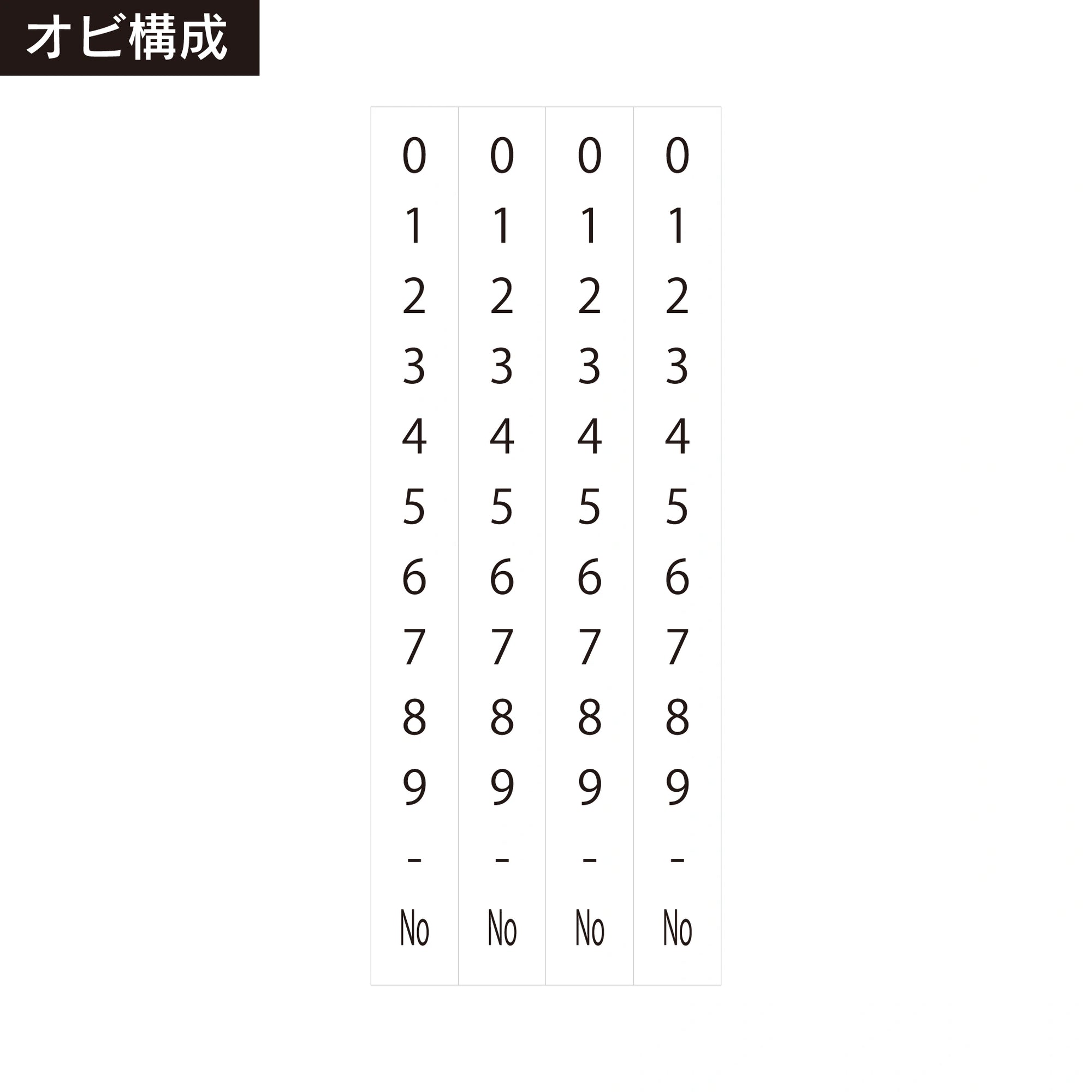 テクノタッチ回転印 欧文4連(特大号) ゴシック体 耐油性 帯構成