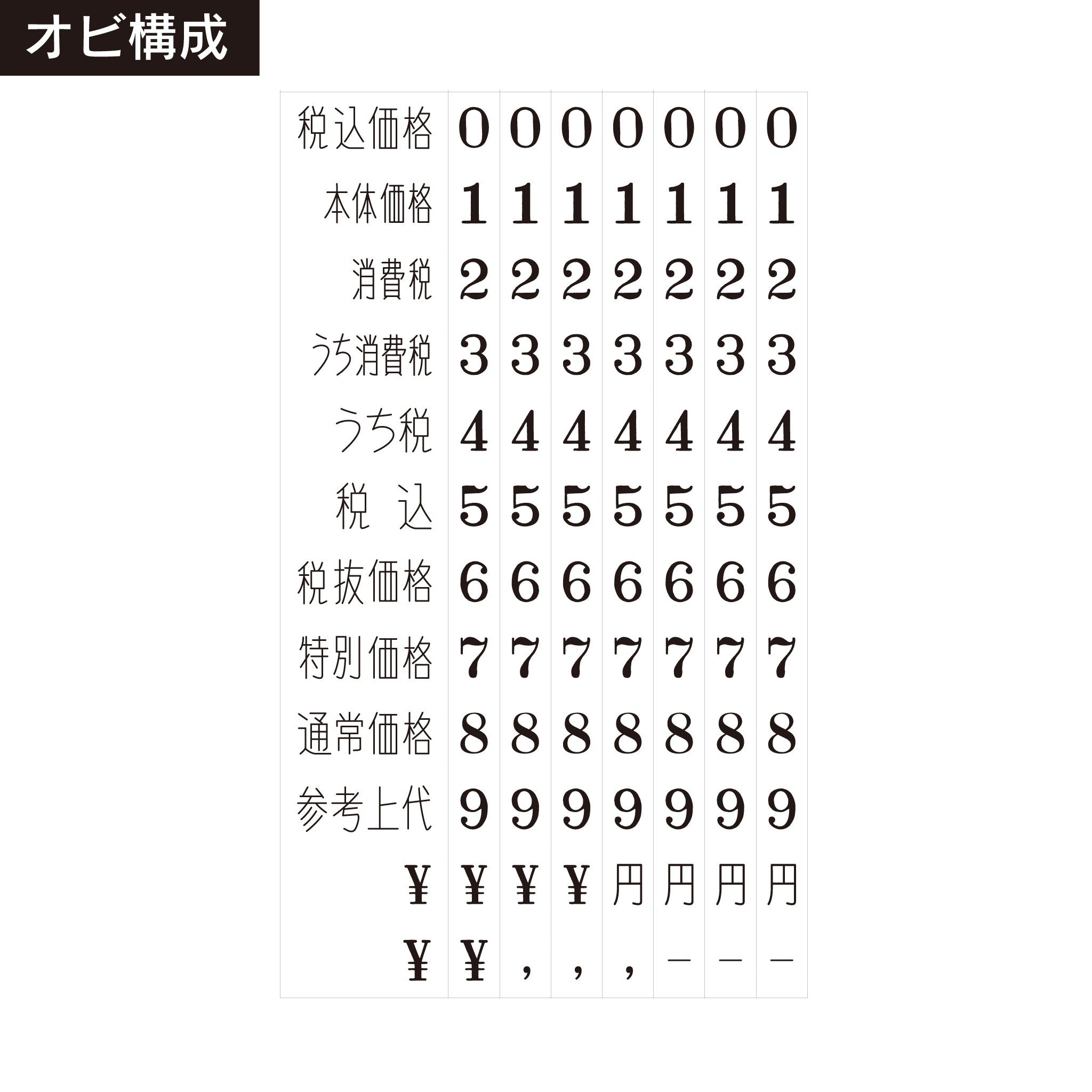 テクノタッチ回転印 総額表示用(4号) 帯構成