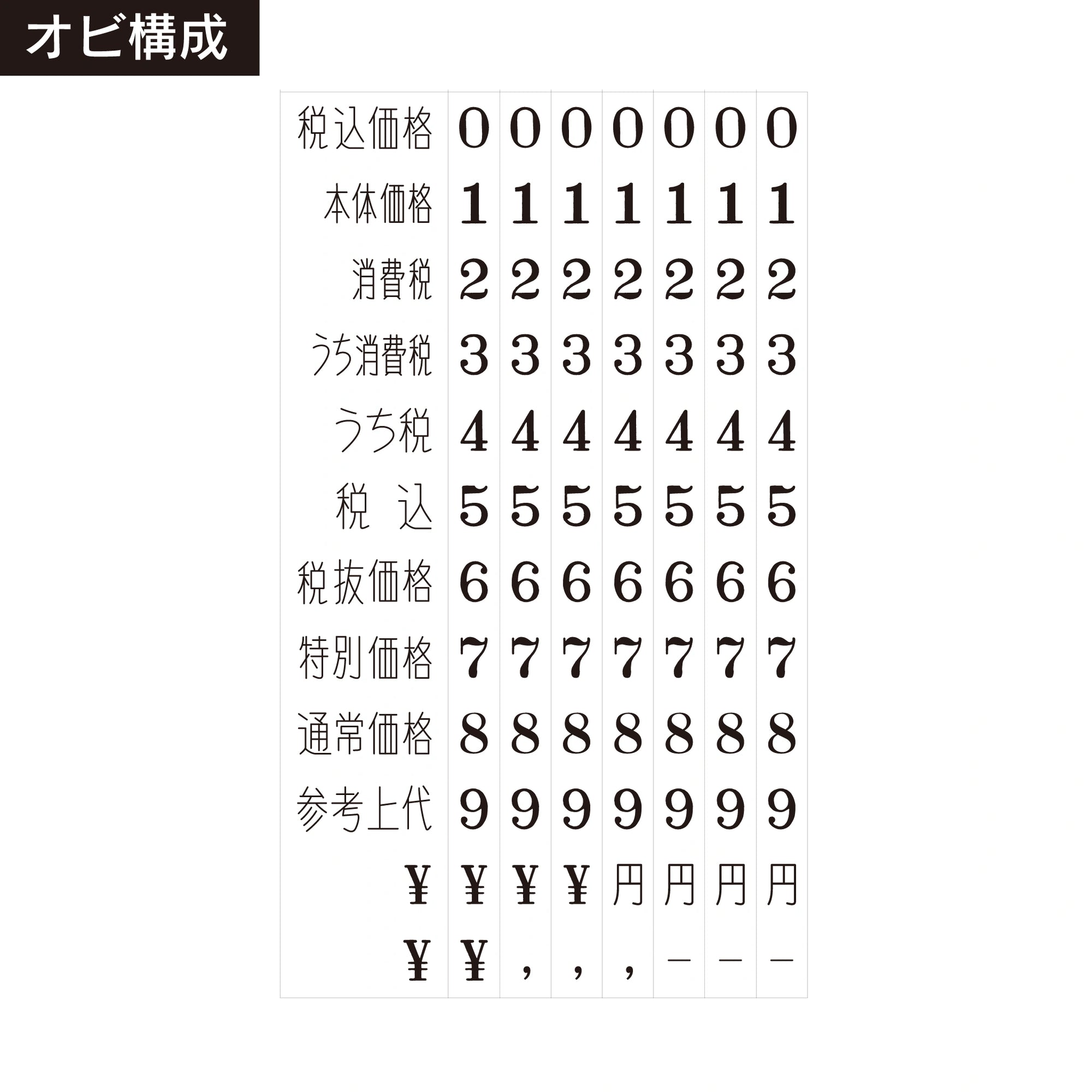 テクノタッチ回転印 総額表示用(5号) 帯構成