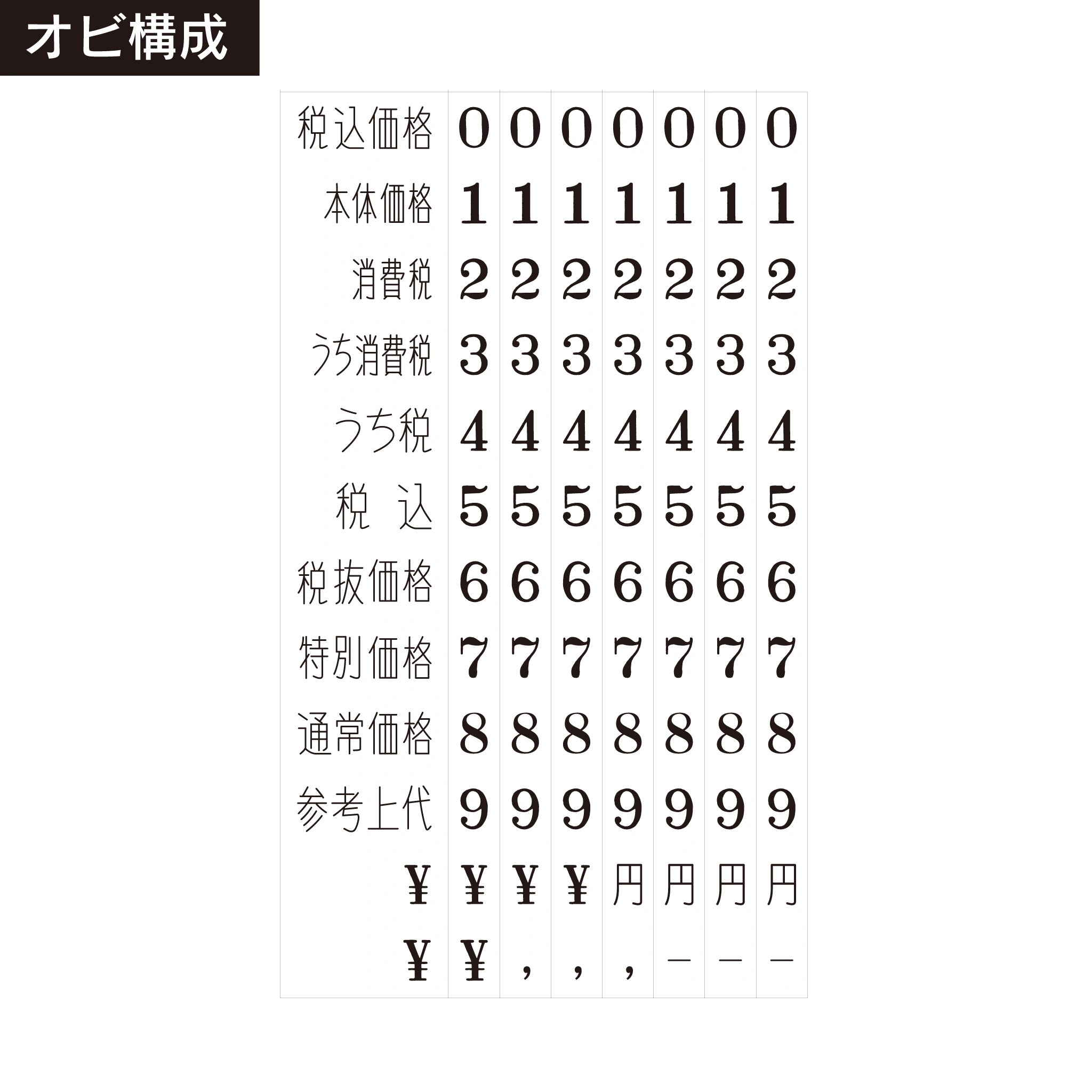 テクノタッチ回転印 総額表示用(5号) 帯構成