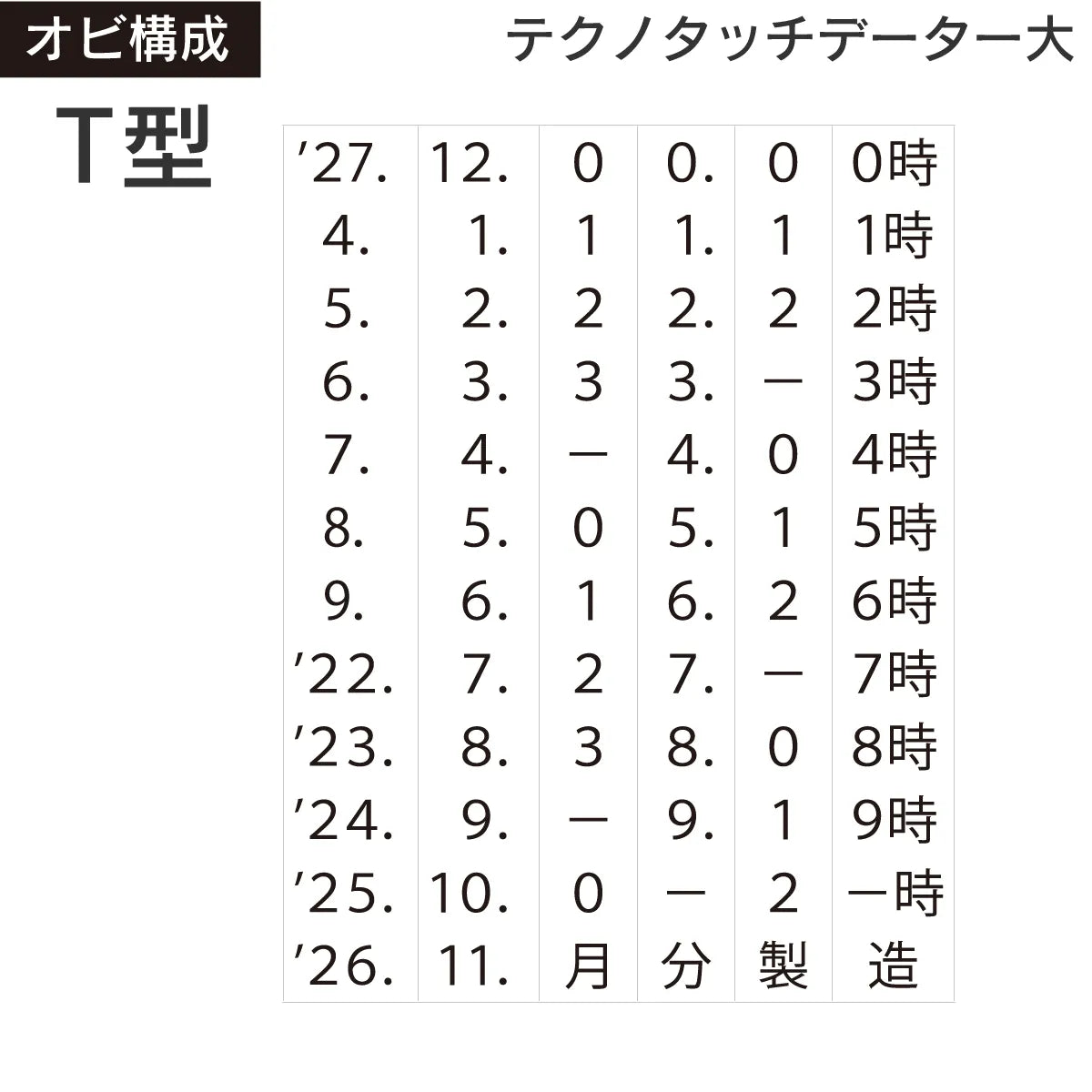 日付印部品 テクノタッチデーター12号丸(本体器具のみ)[T型]