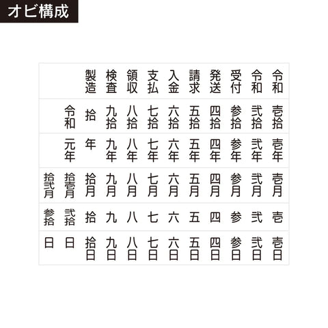 テクノタッチ回転印 和文 ４号日付 タテ [ゴシック体] 商品イメージ2