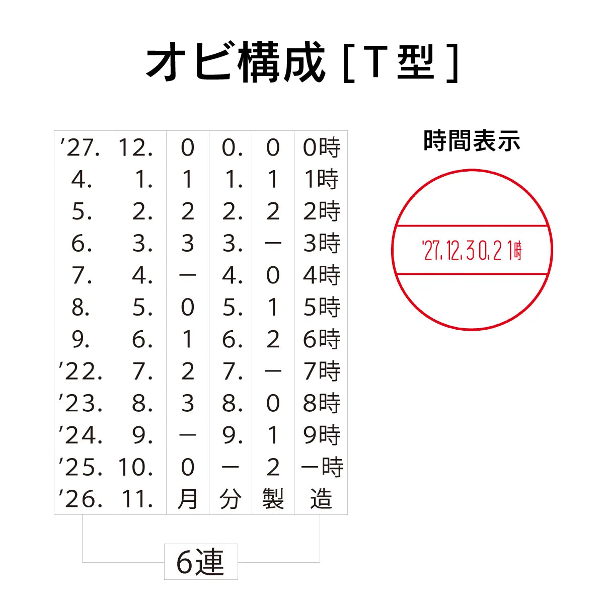 日付印部品 テクノタッチデーター 日付カセット(T型/時間入)