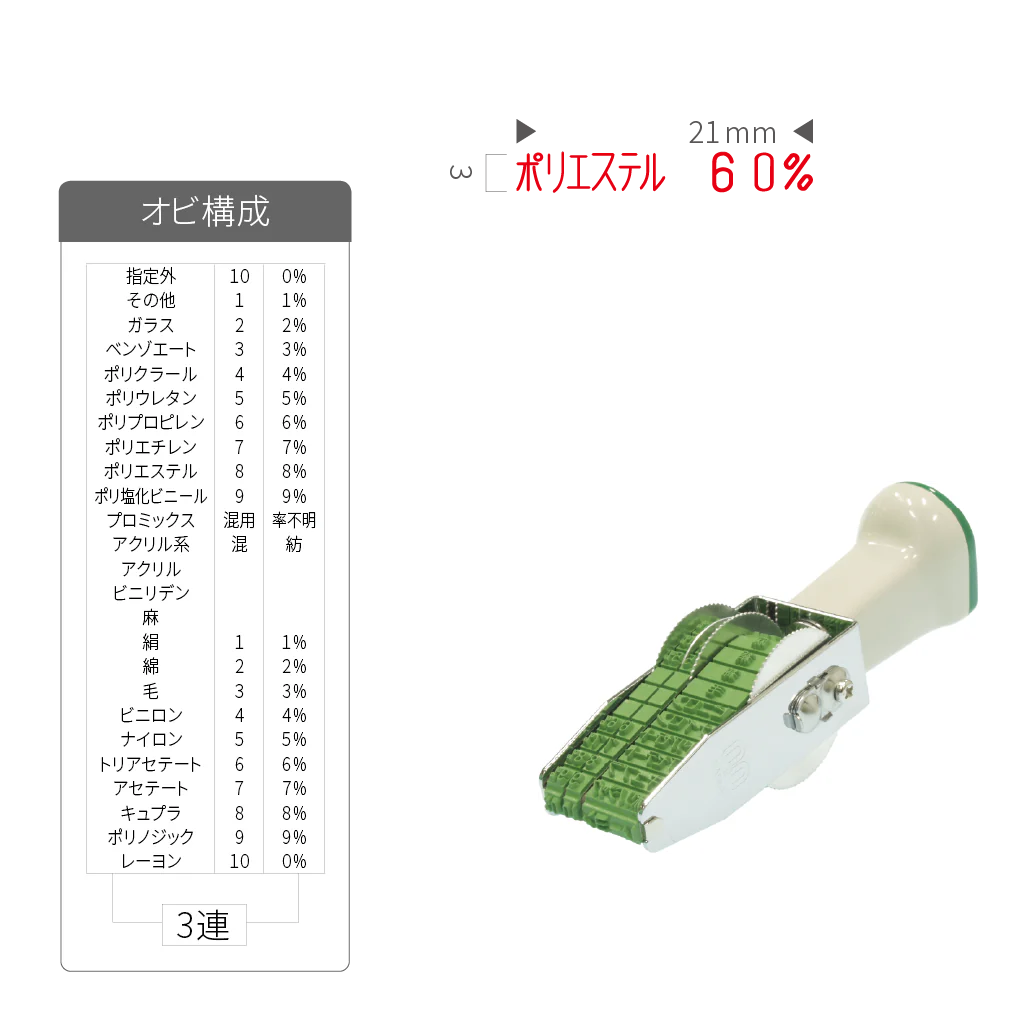 テクノタッチ回転印 紡績用 ５号３連 [ゴシック体]